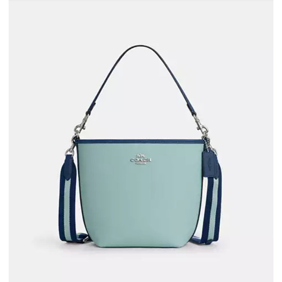 COACH City Bucket Bag Shoulder/Crossbody In Colorblock In Leather Blue CBA54 NWT - Picture 1 of 9